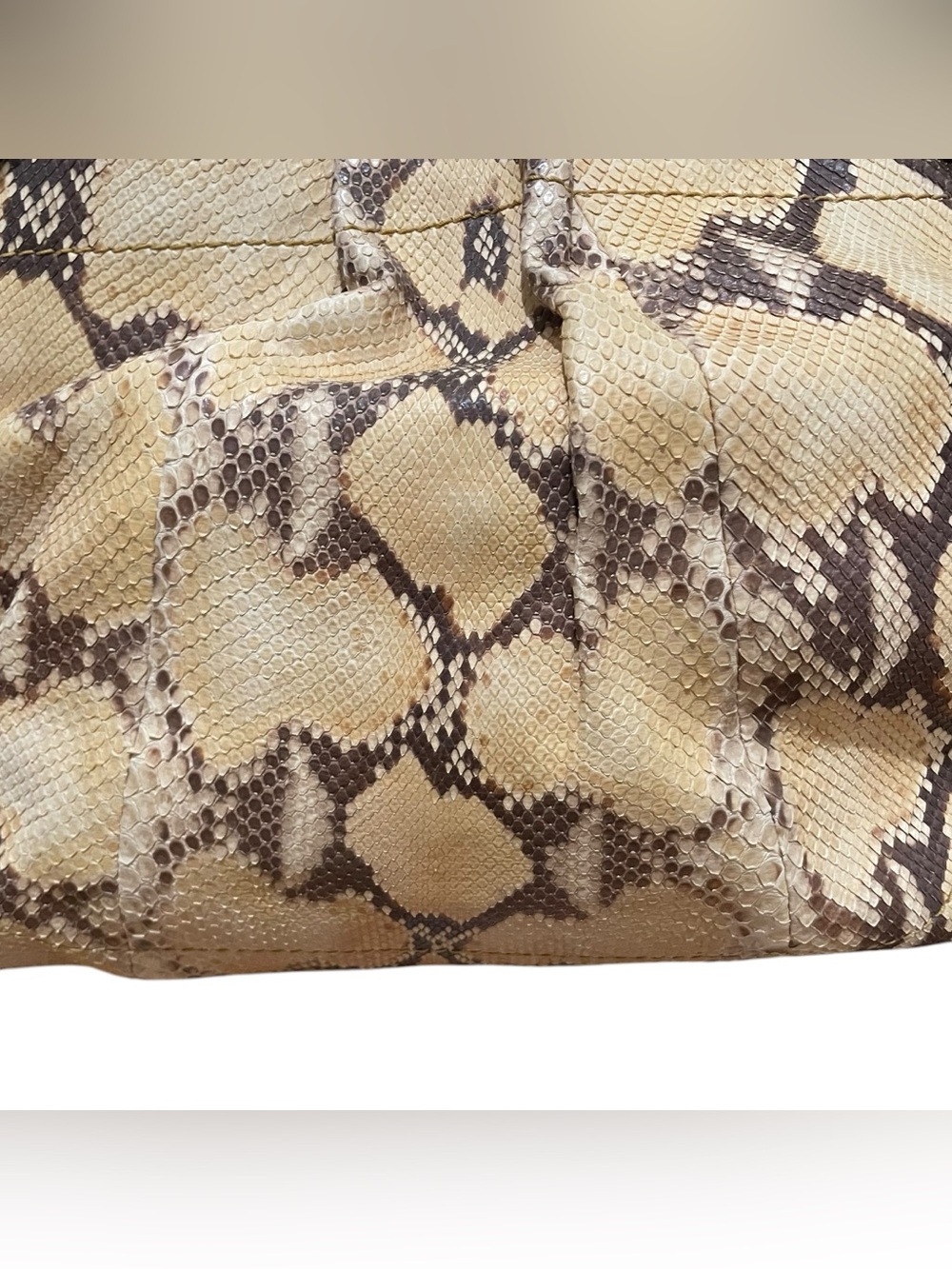 Salvatore Ferragamo Python Leather Convertible Tote Crossbody Bag Beige Brown - Picture 5 of 10